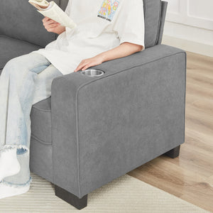 English Elm 83.86"Snowfleece Luxurious 3-Seater Sofa with High-Density Sponge & Spring Support, Cozy Velvet Gray W1359P215068