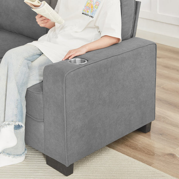 English Elm 83.86"Snowfleece Luxurious 3-Seater Sofa with High-Density Sponge & Spring Support, Cozy Velvet Gray W1359P215068