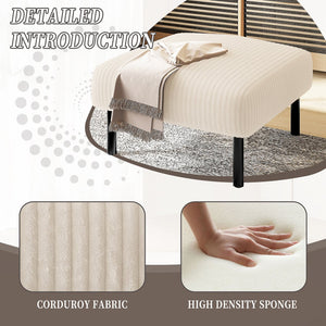 English Elm UNITED Corduroy Ottoman Footstool with Sturdy Frame, Soft Padded Seat, Versatile Living Room Stool Beige W1568P307252