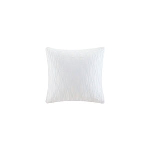 English Elm Square Pillow Ivory 16x16" Coastline Aqua Embroidered Conch Shell Coral Motif 100% Cotton Jacquard B03595804
