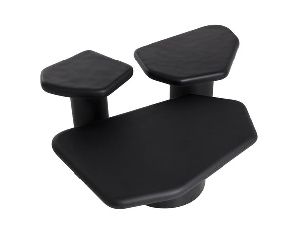 Sunpan DETTI Coffee Table - Large Matte Black Concrete, Sculptural Design for Modern Indoor & Outdoor Spaces 112619