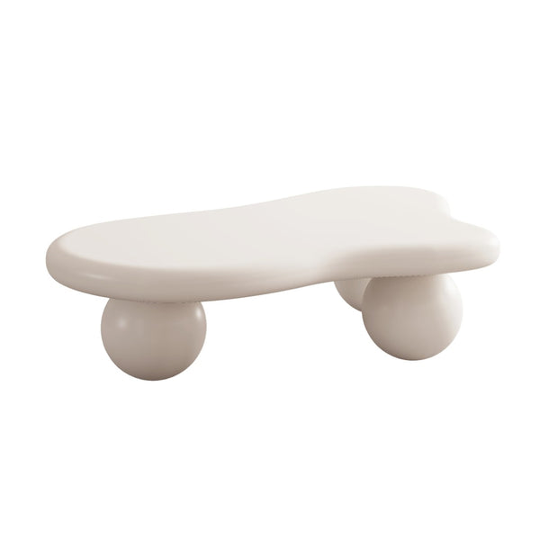 English Elm 40 Inch Organic Cloud Silhouette Coffee Table with Ball Legs Cream White Mdf Top W1435S00020
