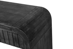 English Elm 59'' Vintage Crafted Entryway Table with Hidden Handle Drawers, Three-Dimensional Stripes, Easy Assembly, Stylish Storage for Hallway and Living Room Antique Black W1445P214056