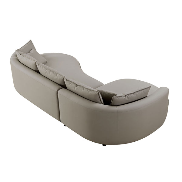 English Elm Modern Curved 5-Seat Sectional Sofa - Eco-Leather Upholstered L Chaise Couch For Stylish Living Spaces W2582S00076