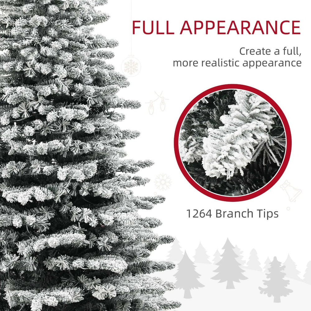 English Elm 7.5ft Snow Flocked Pine Artificial Tree with 500 Dual Mode Led Lights and Remote T3971P401131