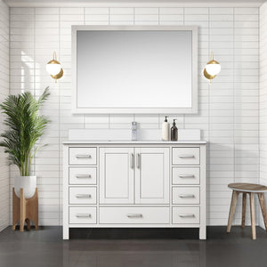 English Elm White Bath Vanity 48" W With Cultured Marble Top, Soft-Close Drawers, And Ample Storage Solutions B2731P259066-GIGA