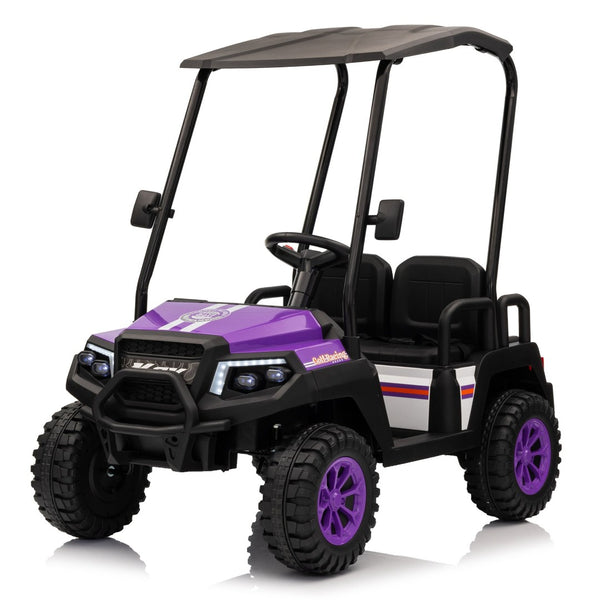 English Elm 24v Kids Electric Ride on Truck Four Seat All Wheel Drive Spring Suspension Sunshade Purple W1578P381255