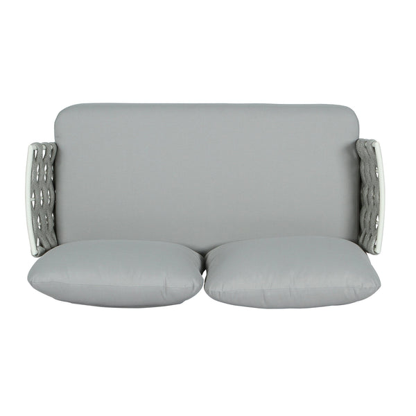 English Elm Christopher Knight Home® - Mariano Outdoor 4-Piece Conversation Set with Hand-Woven Rope, Water-Repellent Cushions, Durable Frame Off-White+Grey N773OC00027A