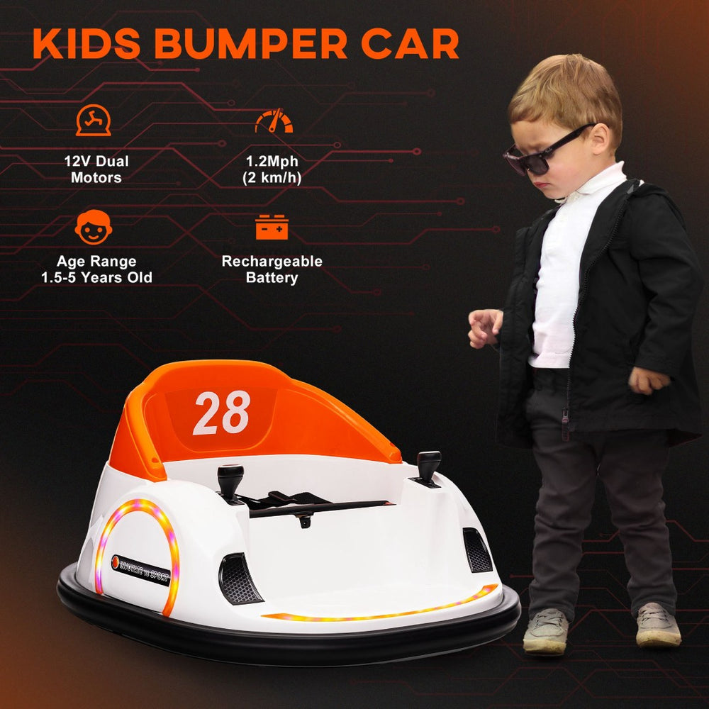 English Elm Qaba 12v Electric Toddler Bumper Car with Remote Control Led Lights and 360 Spin W2225P229194