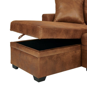 English Elm Sleeper Sectional with Pull Out Bed Storage Chaise Tufted L Shaped Living Room Sofa W5568S00006