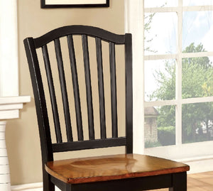 English Elm Set of 2 Side Chairs Black Frame with Antique Oak Upholstered Seat — Two-Tone Modern Dining Style B016P222699