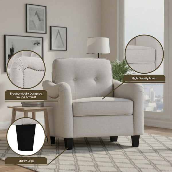 English Elm 3 Piece Living Room Sofa Set – Modern 3-Seater, 2-Seater Loveseat & Accent Armchair For Comfort W680S00083