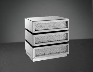English Elm Nysa Glam Mirrored Three Drawer Console Cabinet with Faceted Crystal Hardware Accents B2726P446688