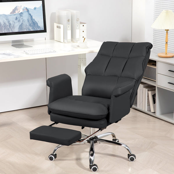 English Elm Homcom Ergonomic Executive Office Chair With Footrest, Reclining Pu Leather Design For Ultimate Comfort W2225P250008