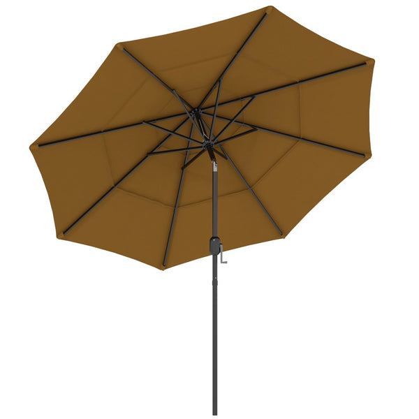 English Elm Outsunny 9Ft 3-Tier Patio Umbrella With Crank & Tilt - Stylish Shade For Decks, Gardens & More! W2225P200465-GIGA