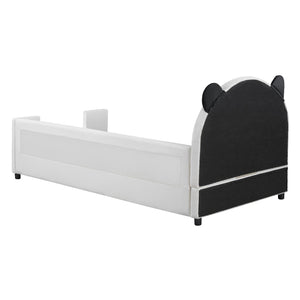 English Elm Twin Velvet Daybed Bear Headboard Hydraulic Storage Kids Bedroom Frame White SF000129AAK