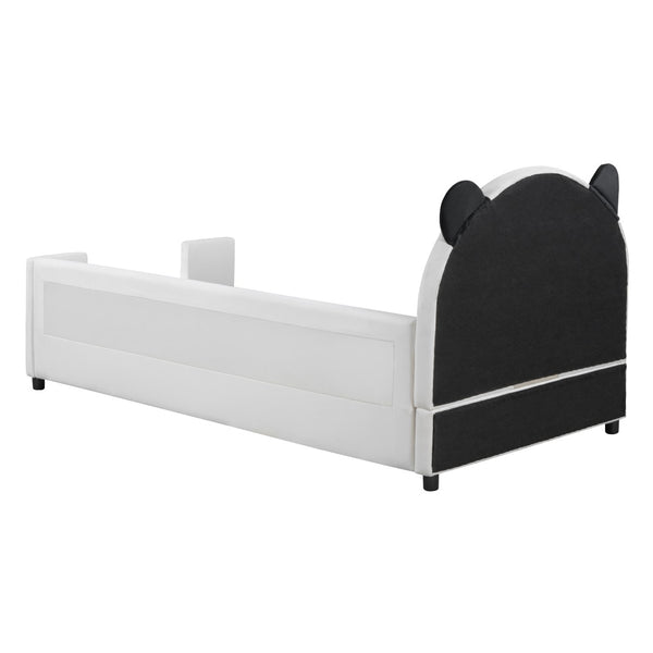 English Elm Twin Velvet Daybed Bear Headboard Hydraulic Storage Kids Bedroom Frame White SF000129AAK