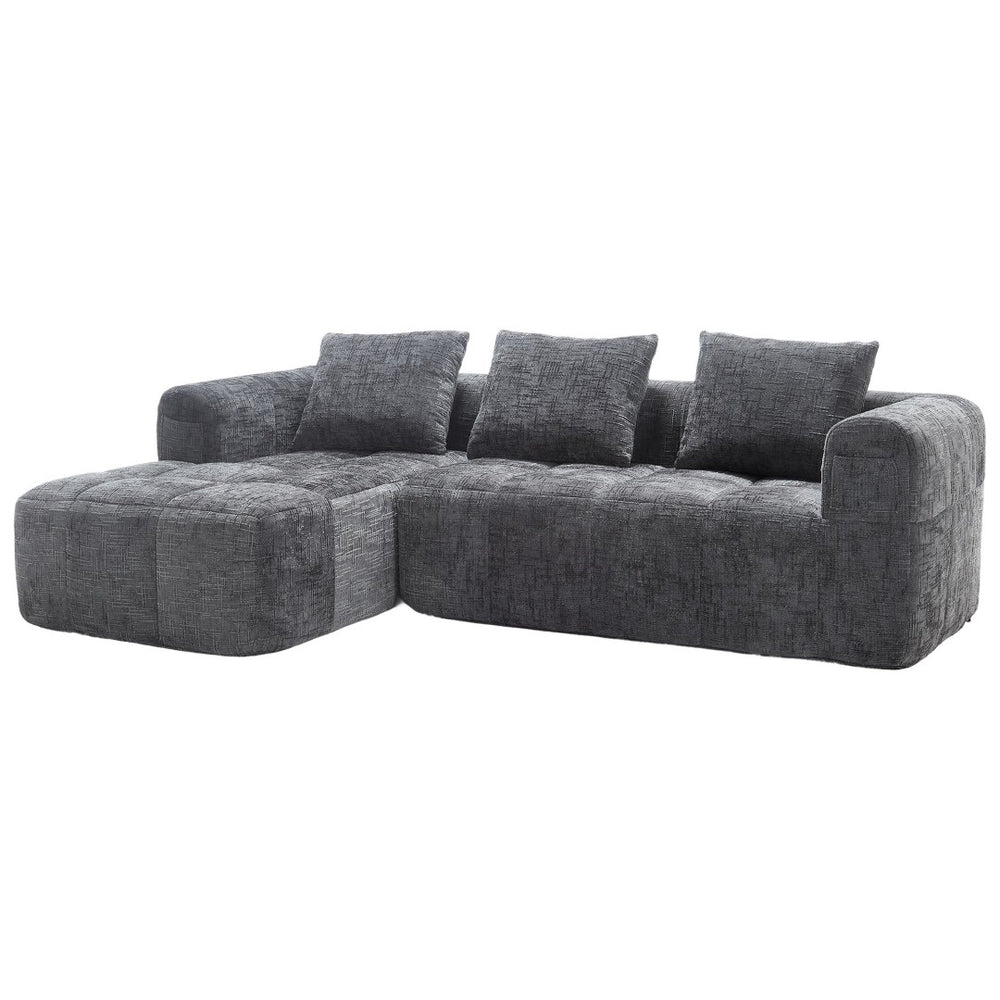 English Elm United Modern Chenille 98.42-Inch L-Shaped Modular Sectional Sofa With Chaise & Side Pockets P2 W1568S00146-GIGA