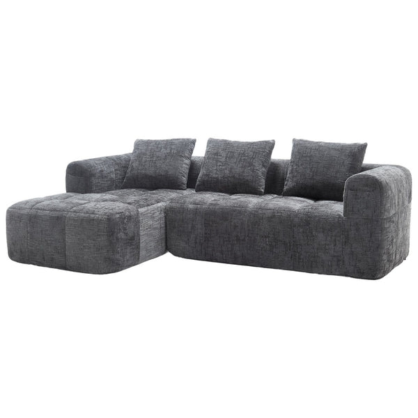 English Elm United Modern Chenille 98.42-Inch L-Shaped Modular Sectional Sofa With Chaise & Side Pockets P2 W1568S00146-GIGA