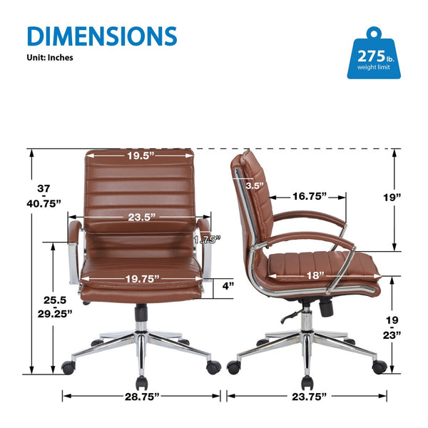 OSP Home Furnishings Mid Back Faux Leather Manager Chair with Lumbar Support and Pneumatic Height Adjust SPX23591C-U41