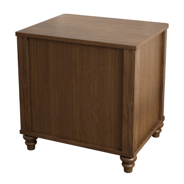 English Elm Fluted Oak Finish 3-drawer Nightstand Set of Two Mid Century Bedroom Side Tables Walnut W5819P481407