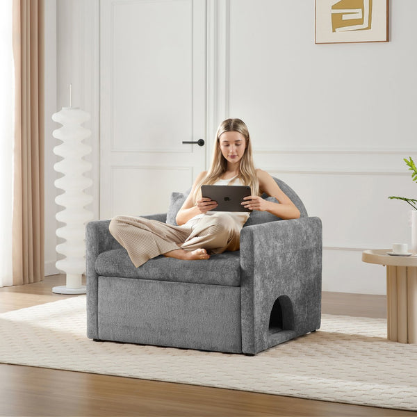 English Elm Modern Chenille Oversized Armchair With Pet-Friendly Nook | Perfect For Cozy Living Rooms & Bedrooms W2997P294104