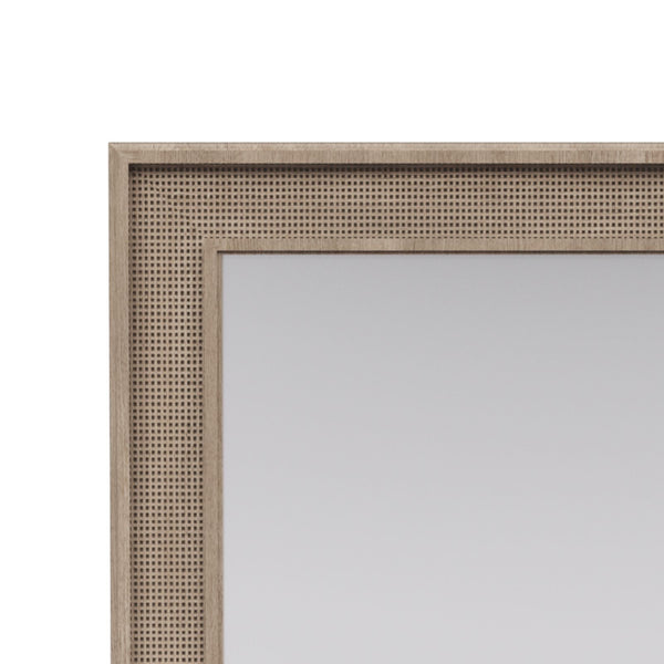 English Elm Sand Rectangle Wood Mirror with Beveled Glass and Rubberwood Frame, Dresser-Mount, Warm Finish Sand 44.25 L x 46.75 W x 3.5 H B2699P266476