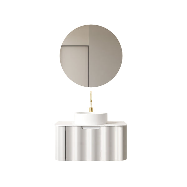 English Elm Dina 30" Wall-Mounted Bathroom Vanity With Elegant Round Sink, Soft-Close Drawers & Stone Design W2615S00156