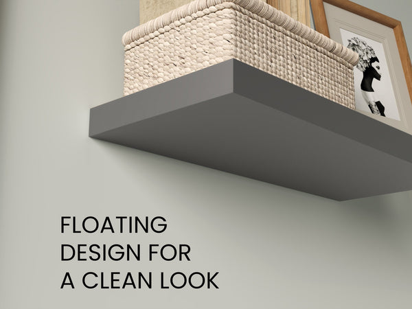 English Elm Floating Shelves - Modern Matt Gray Wall-Mounted Storage For Home Décor & Organization, 2 Shelves B097P250918