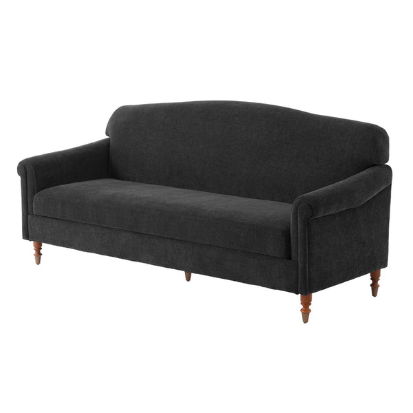English Elm Modern Chenille Loveseat with Rolled Arms Pocket Spring Cushions and Rubberwood Legs Grey N763P362173E