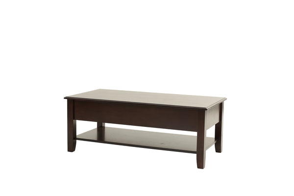 English Elm Classic Modern wooden coffee table with Ogumi veneer top, drawers & lower shelf for stylish storage Antique Black,Espresso 28 L x 10 W x 51 H B011P395606