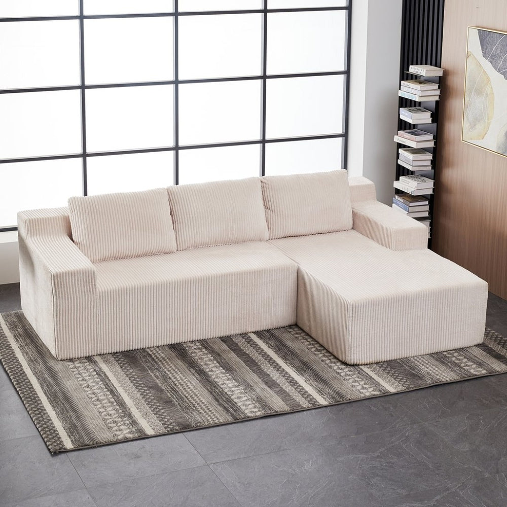 English Elm Corduroy Modular Sectional Floor Sofa Low Profile L Shape for Living Room W1919S00012