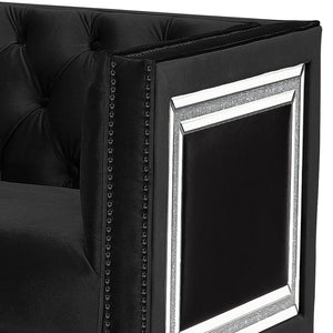 English Elm Heibero Black Velvet Chair with Button Tufted Mirrored Trim, Acrylic Legs & 7" Full Foam Seat B2726P284210