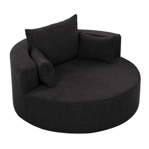 English Elm 360° Swivel Chair Spacious Chenille Barrel Accent Seat with 36.5" Deep Cushion, 360° Comfort for Living Rooms, Bedrooms, Offices, Hotels Black N719S001880B