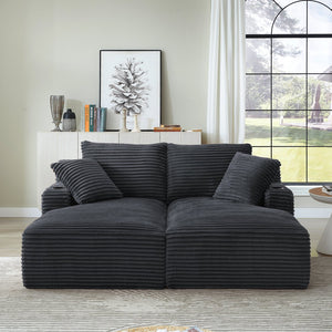 English Elm Compressible Corduroy Double Chaise Lounge with Cupholders, No Assembly, Spring-Padded Comfort Sleeps 94 DARK GREY W2339P346393