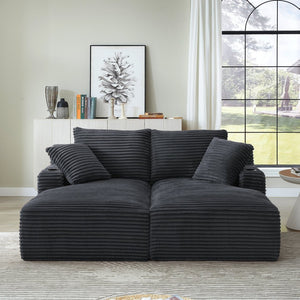 English Elm Compressible Corduroy Sleeper Loveseat with Cupholders Ready in 72 Hours No Assembly Dark Grey W2339P411866