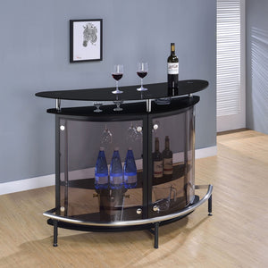 English Elm Strick & Bolton Matte Black Open Shelf Bar Cabinet with Glass Top for Modern Interiors B062P328665