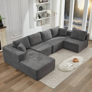 English Elm 106" Cloud Sectional Couch - Left Facing Chaise, Deep Seat Modular Sofa In Gray, No Assembly Needed! W1143S00023