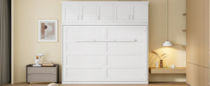 English Elm Full Size Murphy Wall Bed with Top Cabinet Storage for Studio or Guest Room LP006664AAK-1
