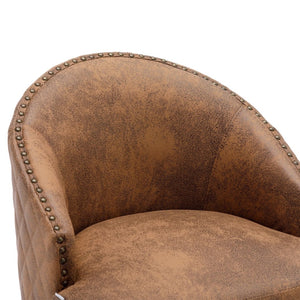 English Elm United We Win Quilted Microsuede Swivel Barstool with Wood Legs and Gold Rivet Trim W1568P361710