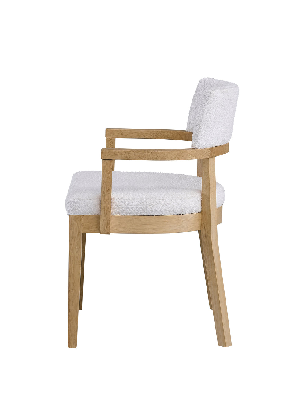 English Elm Kasem Luxe Gorge Fabric & Oak Finish Side Chair Set of 2 — White Padded Seat, Curved Armrests, Durable Wood B2726P246304
