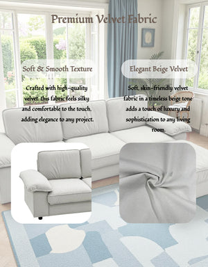 English Elm Fx-P20M-3S0-Cw Modern L-Shaped Sectional Sofa With Ottoman, Deep Comfort & Hidden Storage For Homes W576S00229