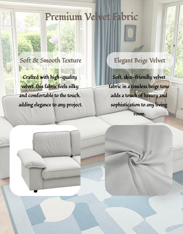 English Elm Fx-P20M-3S0-Cw Modern L-Shaped Sectional Sofa With Ottoman, Deep Comfort & Hidden Storage For Homes W576S00229