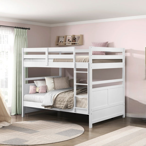 English Elm Bunk Bed Twin Over Solid Wood Frame with Guard Rails for Kids Shared Rooms White B011S02320
