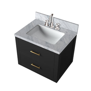 English Elm Black Compact Bathroom Vanity Set With Acrylic Top & Chrome Faucet – Modern Style, Easy Maintenance! B2731P257903