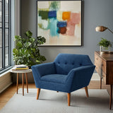 INK+IVY Newport Mid-Century Newport Wide Mid-Century Modern Lounge Chair II100-0063 Blue