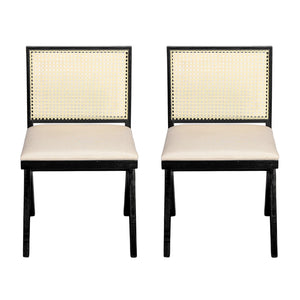 English Elm Christopher Knight Home® - Chandigarh Dining Room Chairs Set Of 2 - Stylish Cane Back & Grey Cushion For Modern Farmhouse Decor N768P241398B