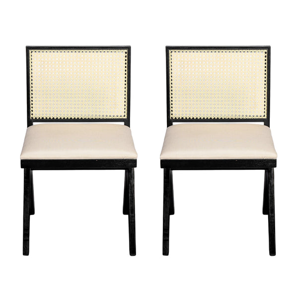 English Elm Christopher Knight Home® - Chandigarh Dining Room Chairs Set Of 2 - Stylish Cane Back & Grey Cushion For Modern Farmhouse Decor N768P241398B