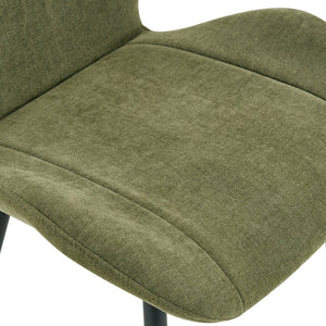 English Elm Set of 4 Olive Fabric Dining Chairs Ergonomic Cushion Black Steel Frame Modern Black+Green W1151P454883