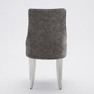 English Elm Rayon Upholstered Chenille Dining Chairs Set Of 2 With Silver Stainless Steel Legs For Elegant Comfort W1143P293316-GIGA